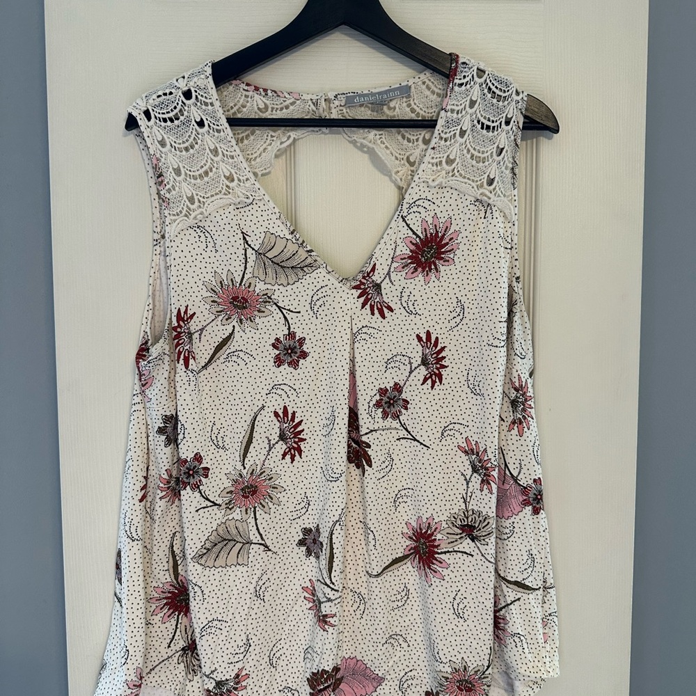 Daniel Rainn Ivory Floral Lace Blouse
